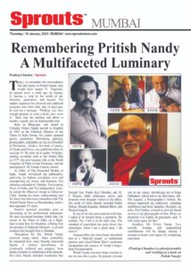 Remembering Pritish Nandy A Multifaceted Luminary