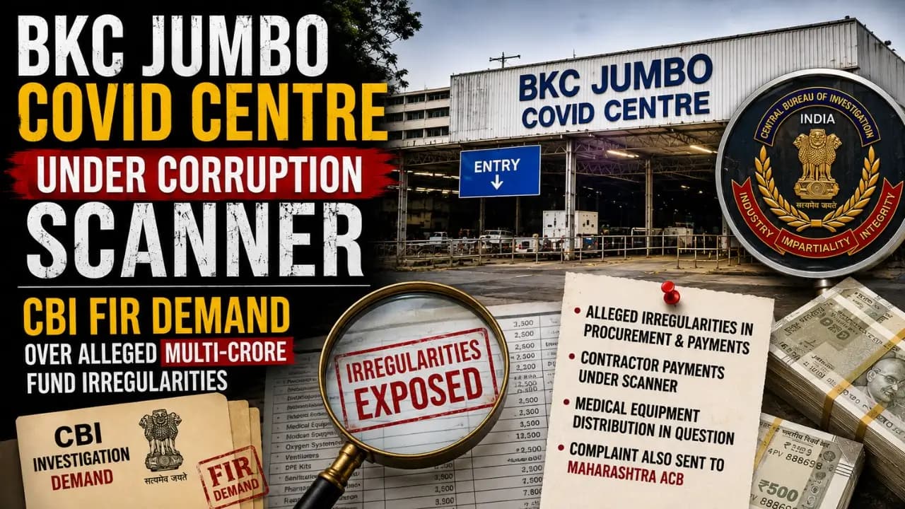 BKC Jumbo COVID Centre faces CBI FIR demand over alleged fund irregularities.