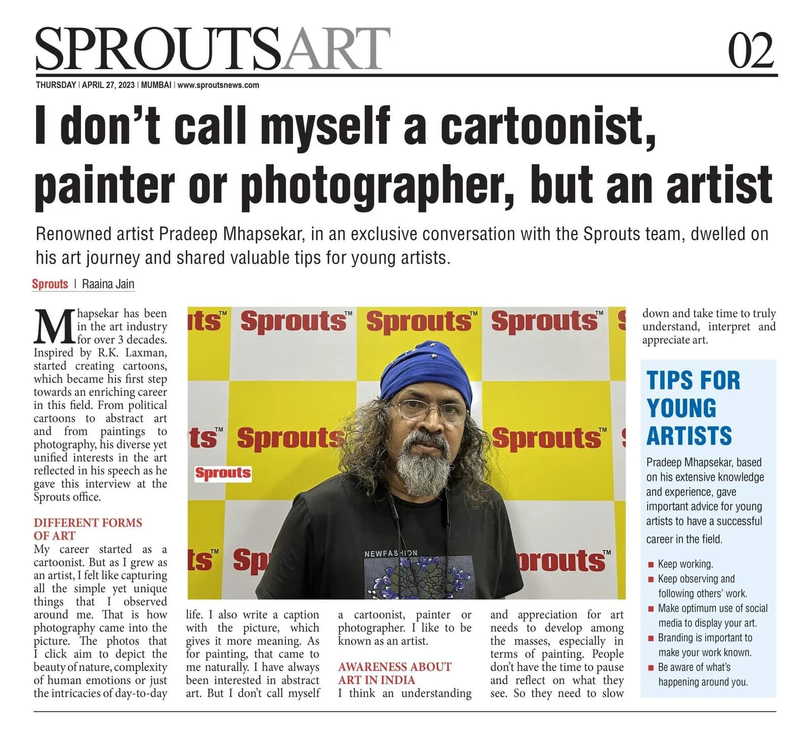 I don’t call myself a cartoonist, painter or photographer, but an artist: Pradeep Mhapsekar