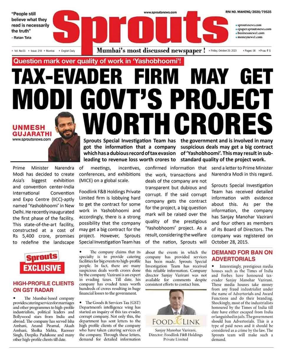 Tax-evader firm may get Modi govt’s project worth crores.