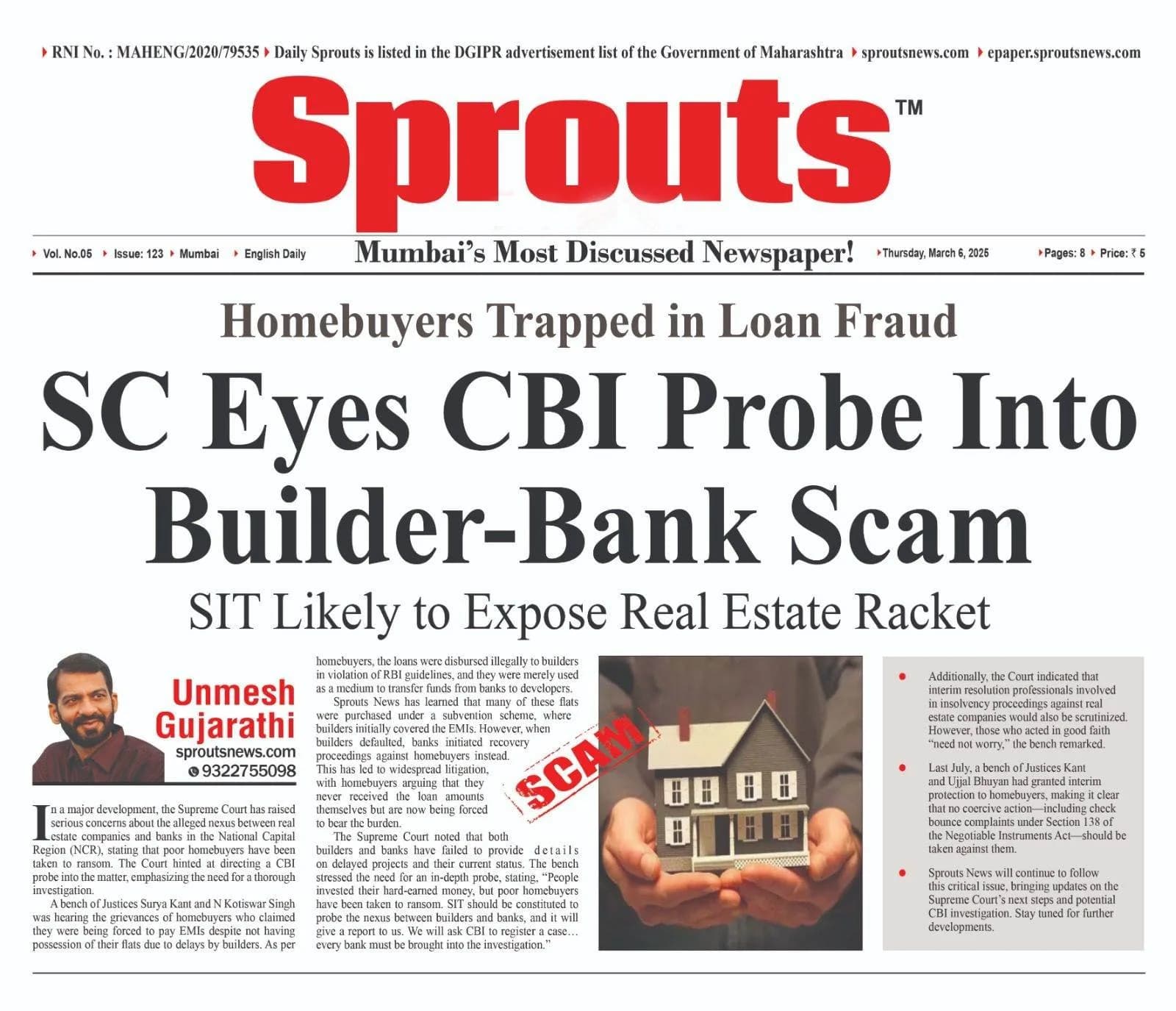 SC Pushes for CBI Probe Into Builder-Bank Scam in the National Capital Region (NCR).