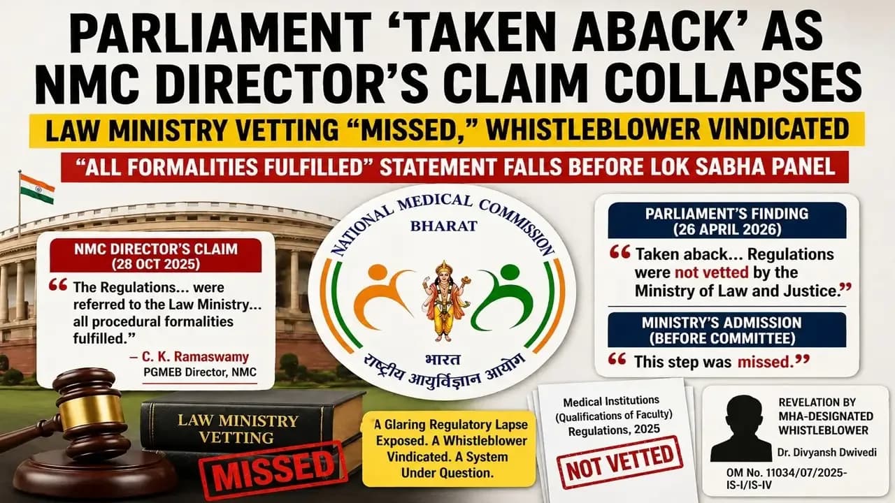 Parliamentary panel questions NMC after legal vetting gap found in 2025 faculty rules.