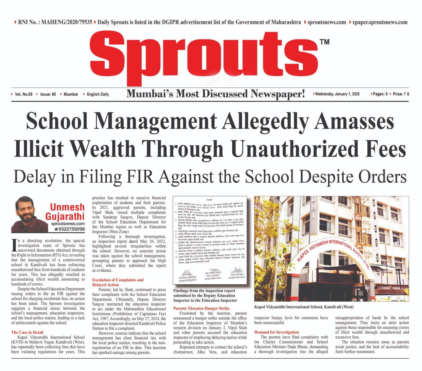 School Management in Kandivali Allegedly Amasses Illicit Wealth Through Unauthorized Fees