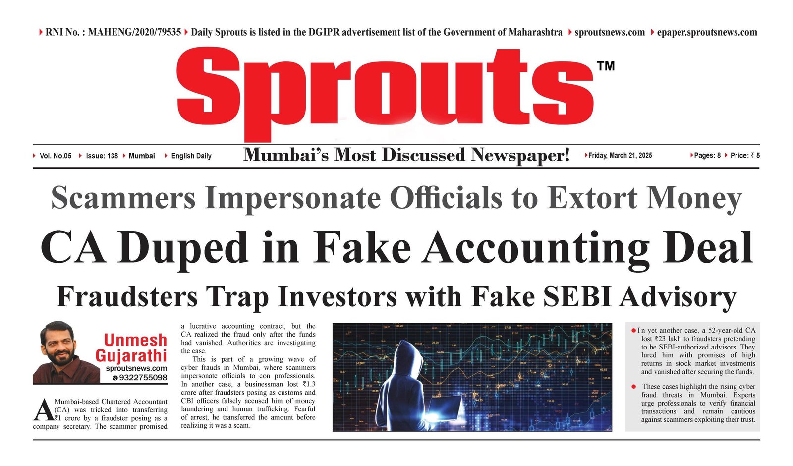 CA Duped of Rs1 Crore in Fake accounting deal