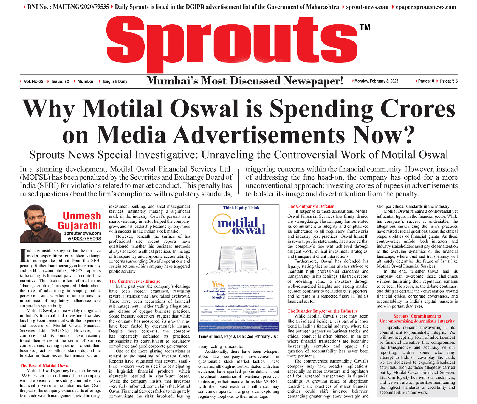 Motilal Oswal is Spending Crores on Media Advertisements