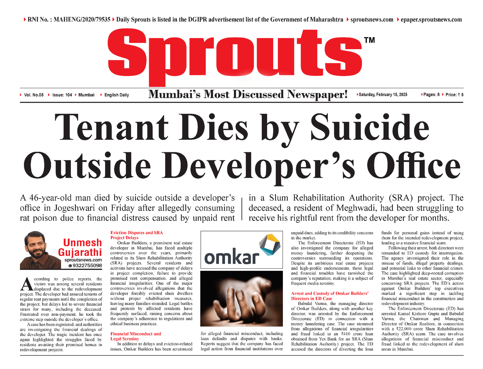 Tenant Dies by Suicide Outside Developers Office