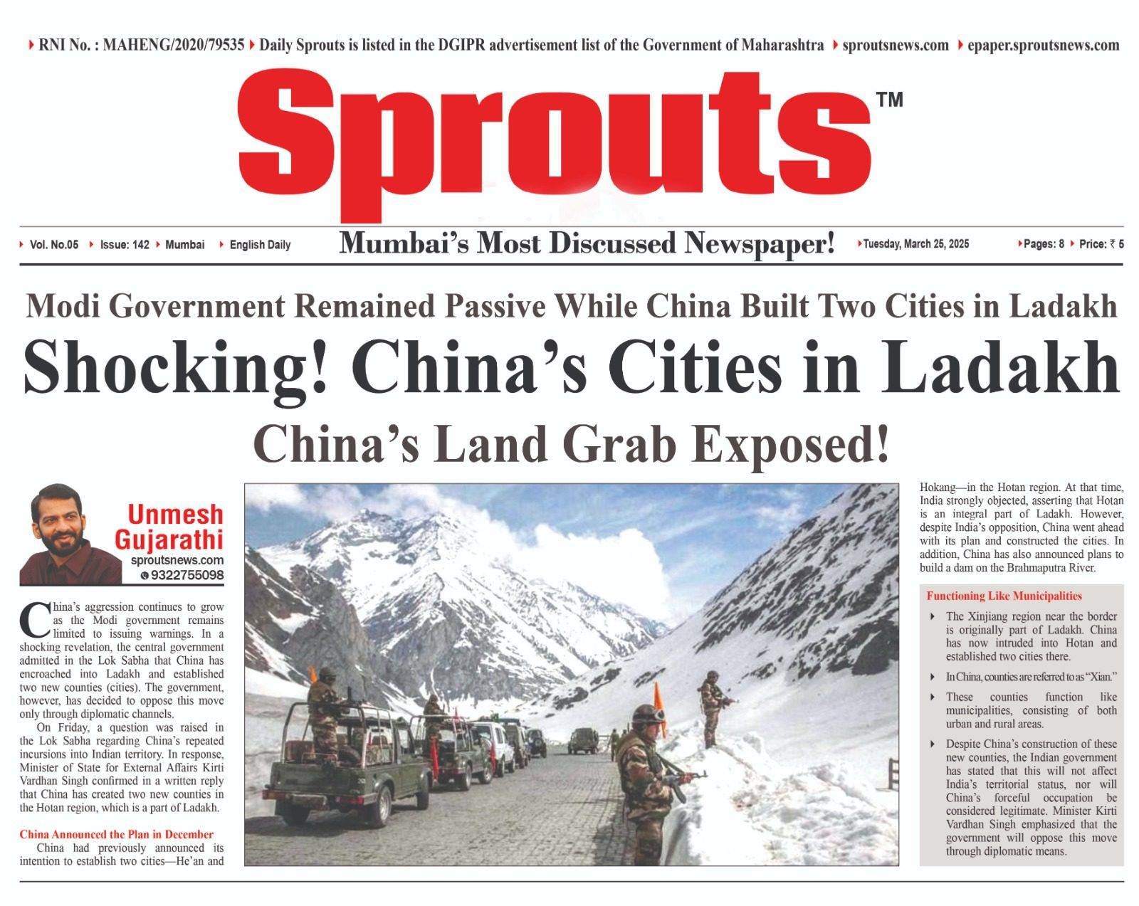 Modi Government Remained Passive While China Built Two Cities in Ladakh