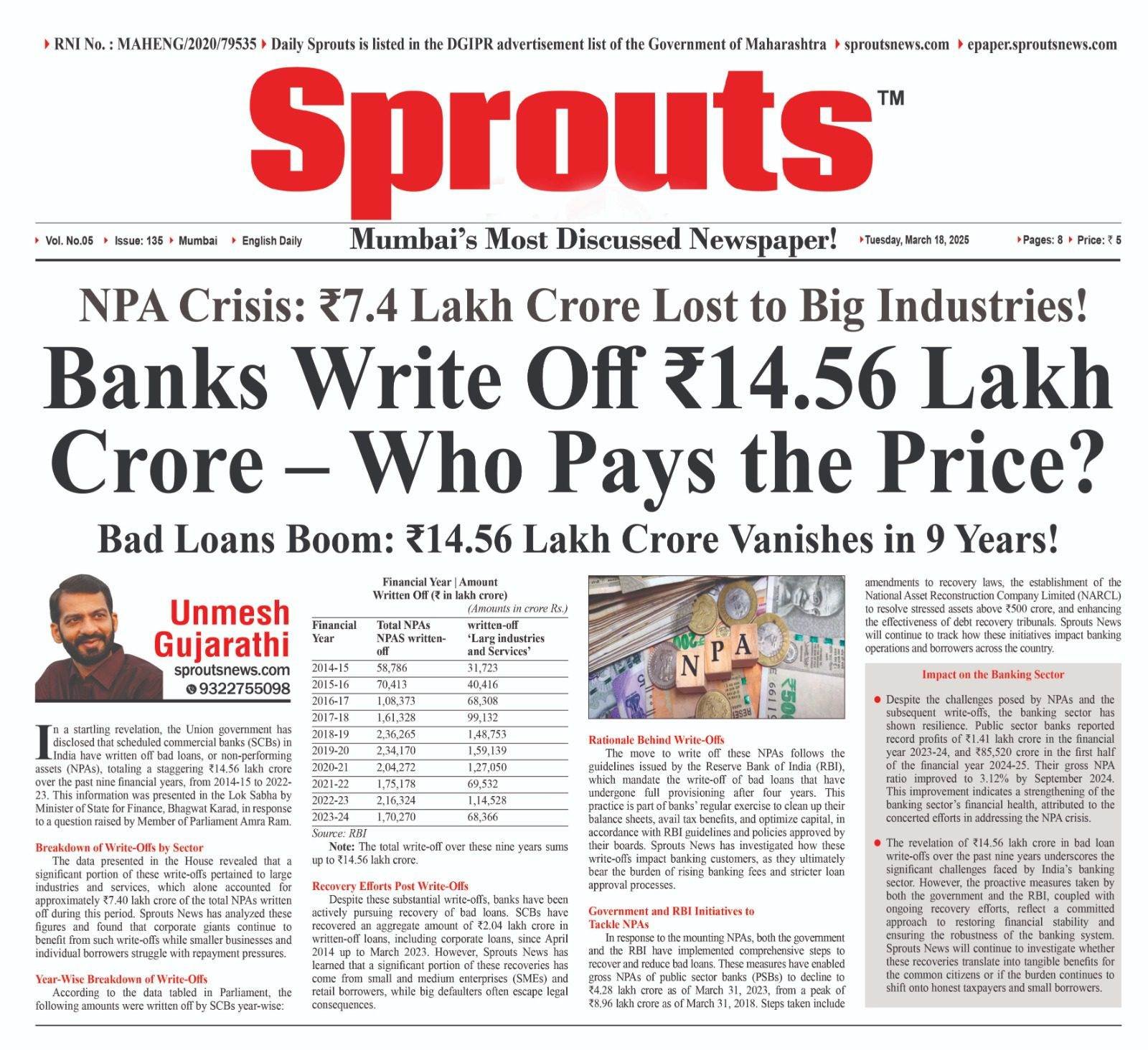 Banks Write Off ₹14.56 Lakh Crore – Who Pays the Price?