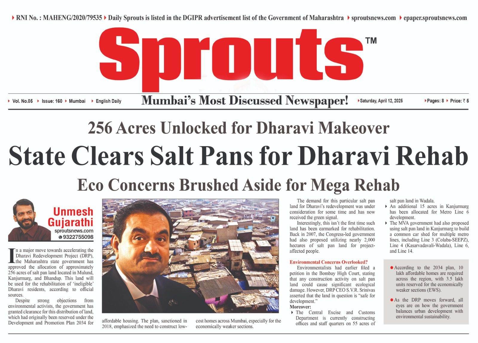 State Clears Salt Pans for Dharavi Rehab