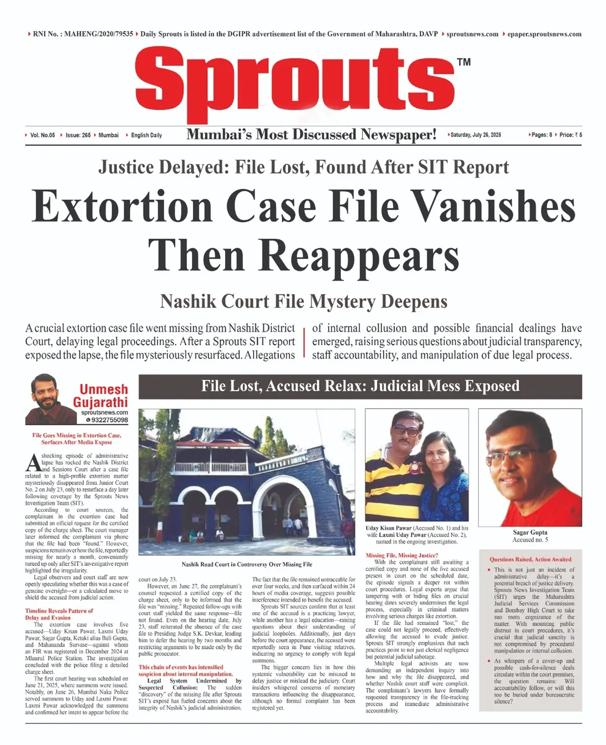 Extortion Case File Vanishes, Then Reappears in Nashik Court.