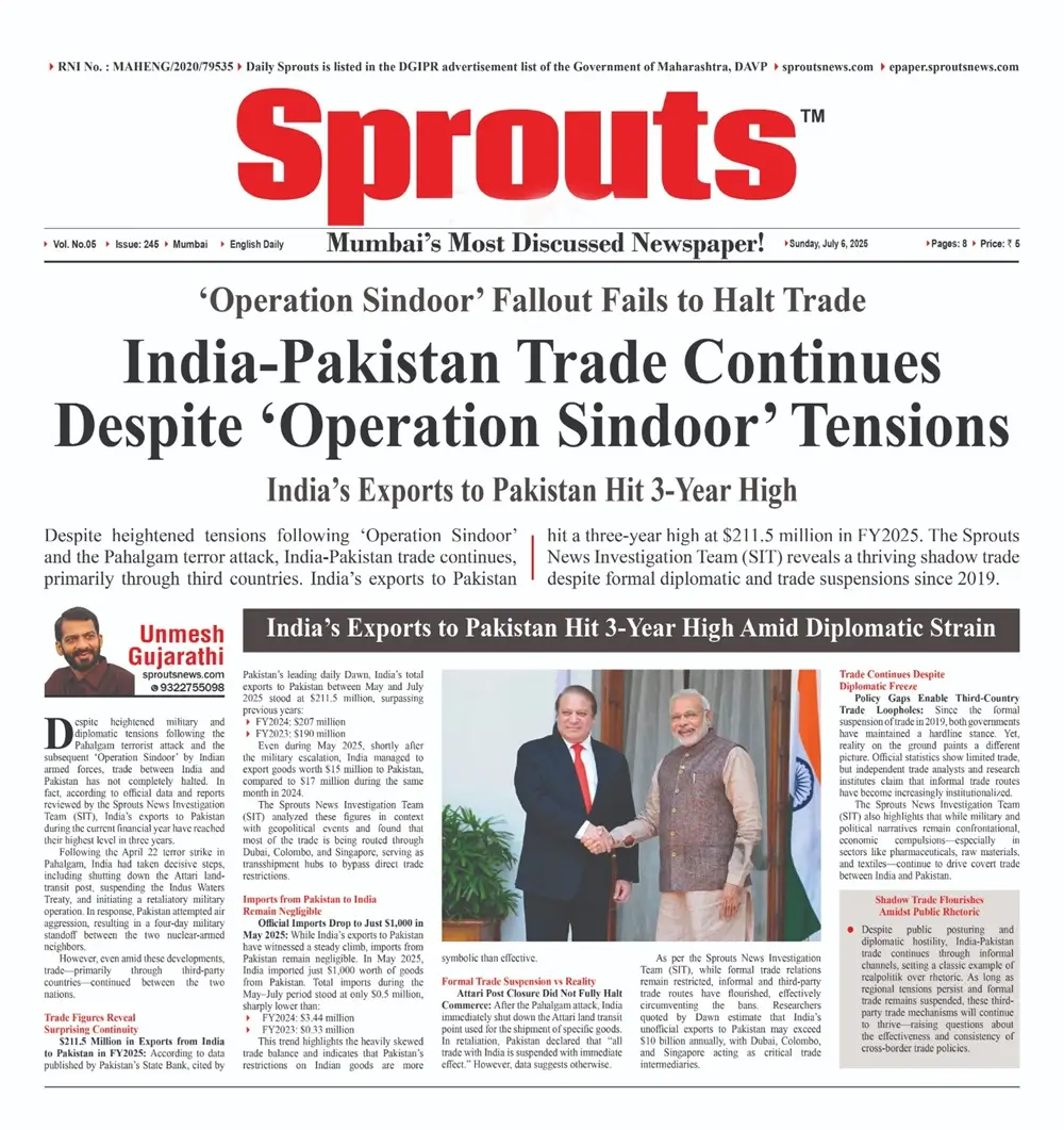 India‑Pakistan Trade Continues Despite ‘Operation Sindoor’ Tensions.