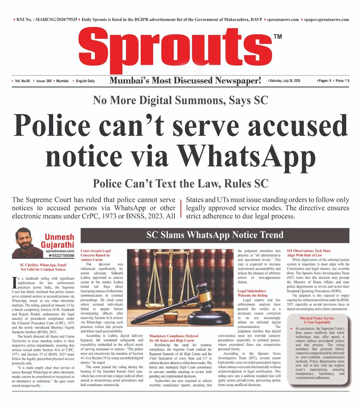 Supreme Court Rules Police Can’t Serve Accused Notices via WhatsApp
