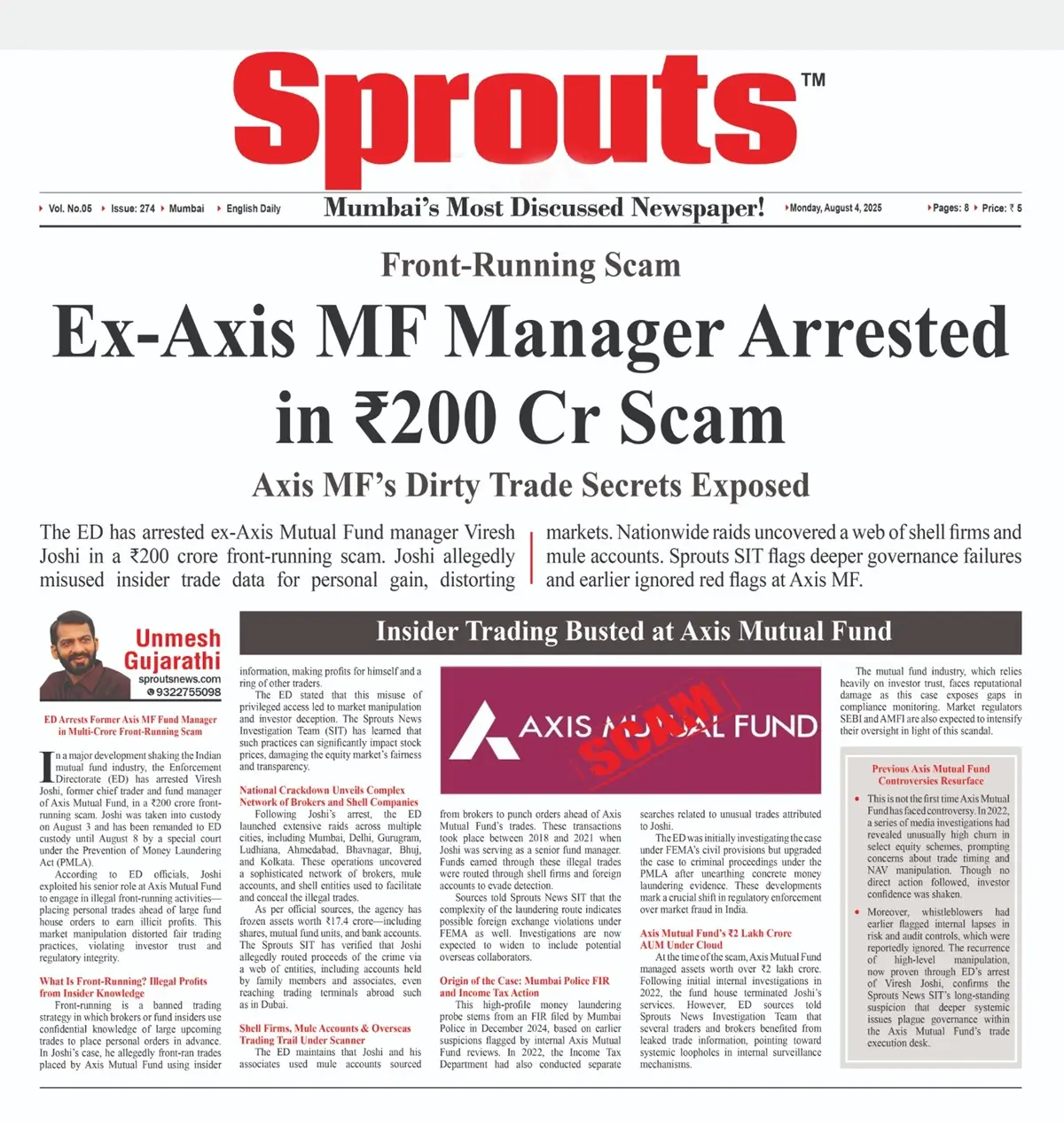 Axis Mutual Fund Front‑Running Scam Shocks Markets Ex‑Manager Arrested.