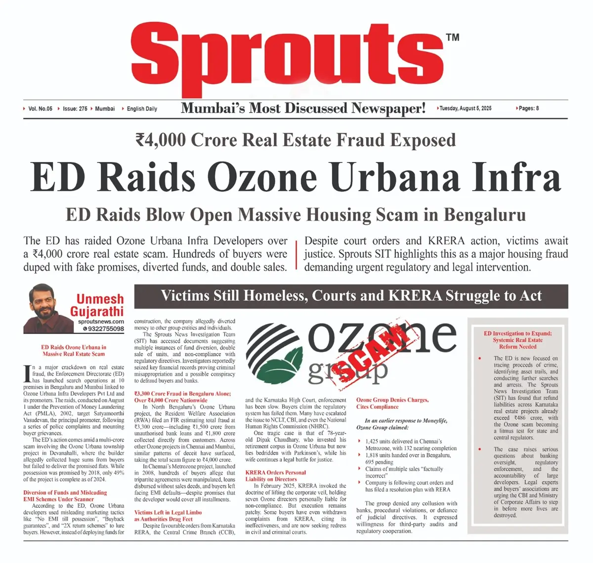 ED Raids Ozone Urbana Infra Developers for ₹4,000 Crore Scam.
