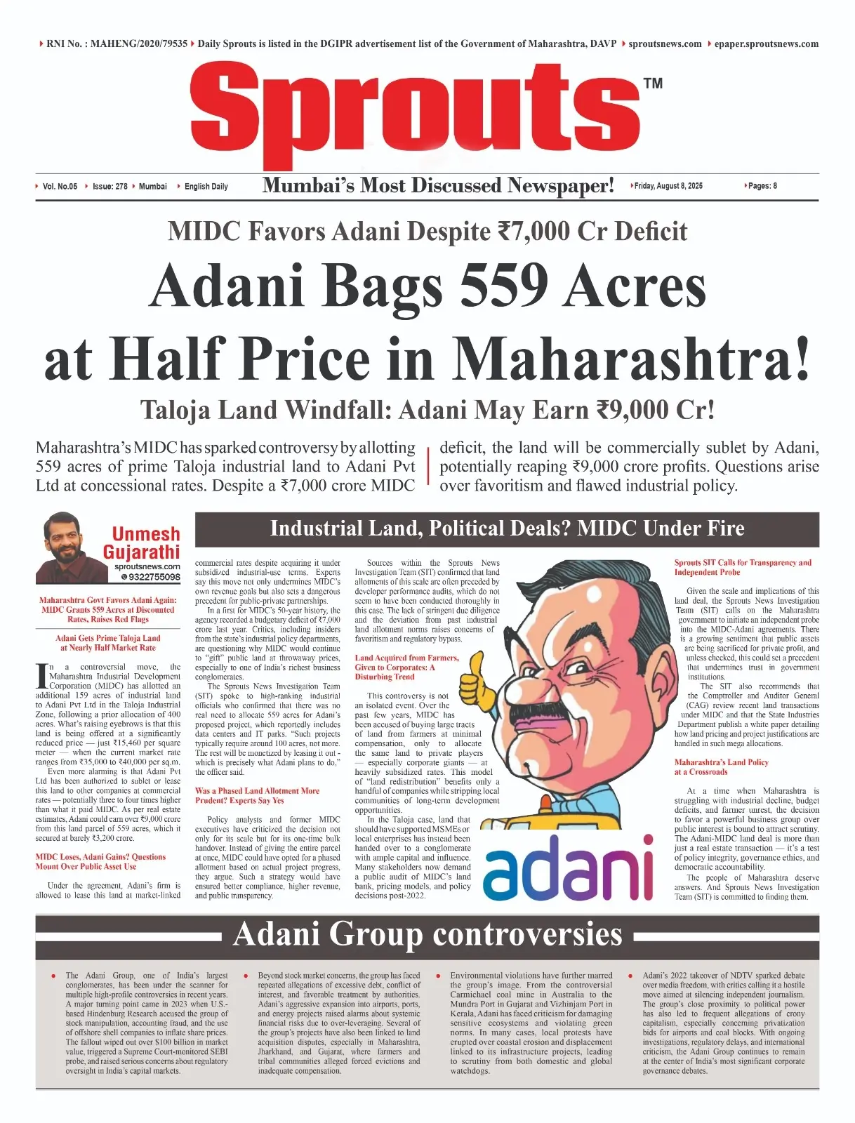 MIDC’s 559‑Acre Deal to Adani at Half Price Raises Major Red Flags.