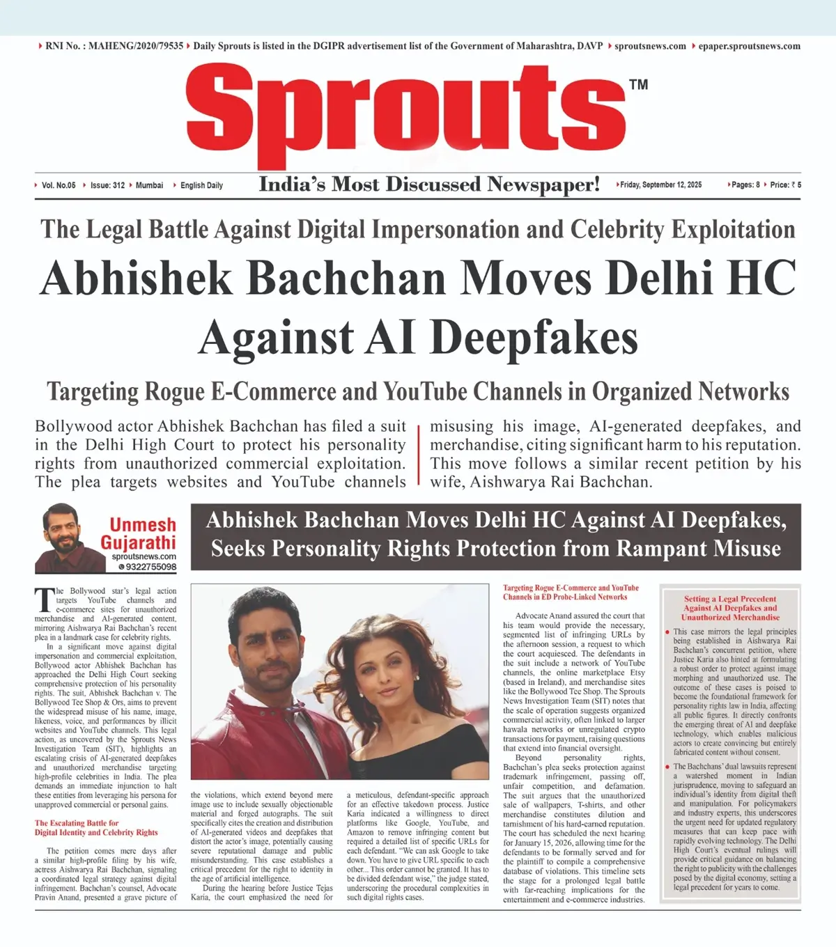 Abhishek Bachchan takes legal action in Delhi High Court against AI deepfakes.