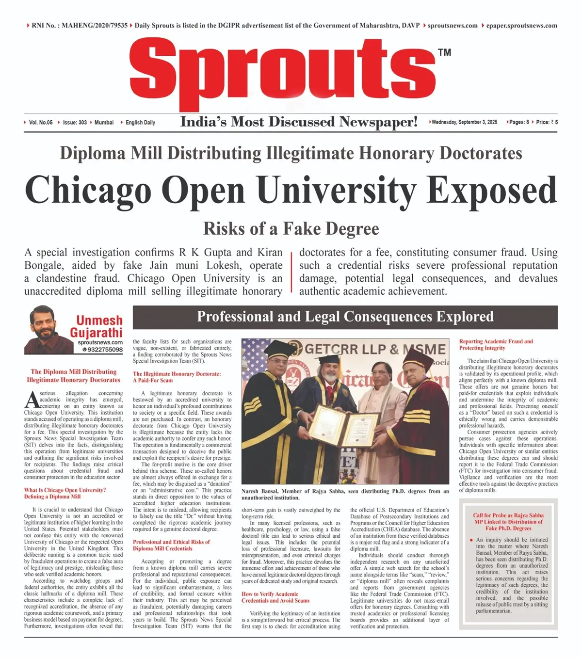 Chicago Open University Exposed for Selling Fake Degrees and Doctorates.