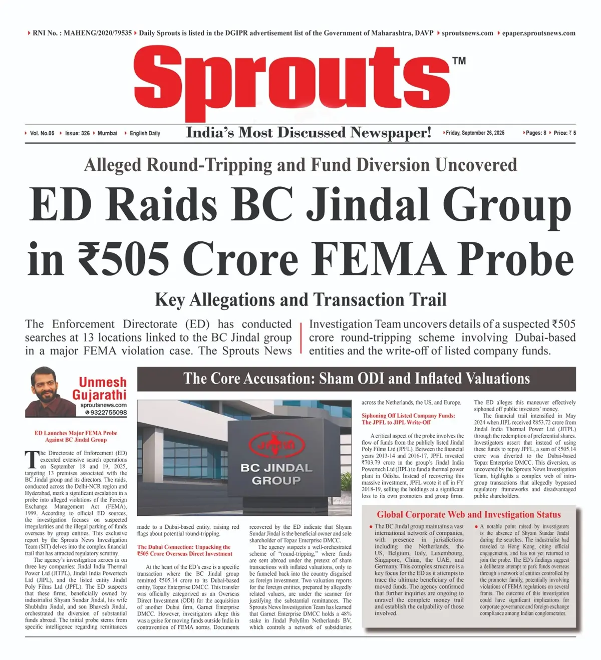 ED Raids BC Jindal Group Over ₹505 Crore FEMA Violation.