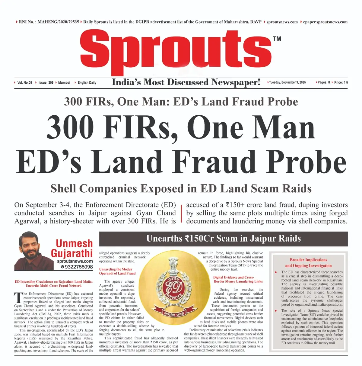 ED Raids Gyan Chand Agarwal in ₹150Cr Land Mafia Scam With 300 FIRs.