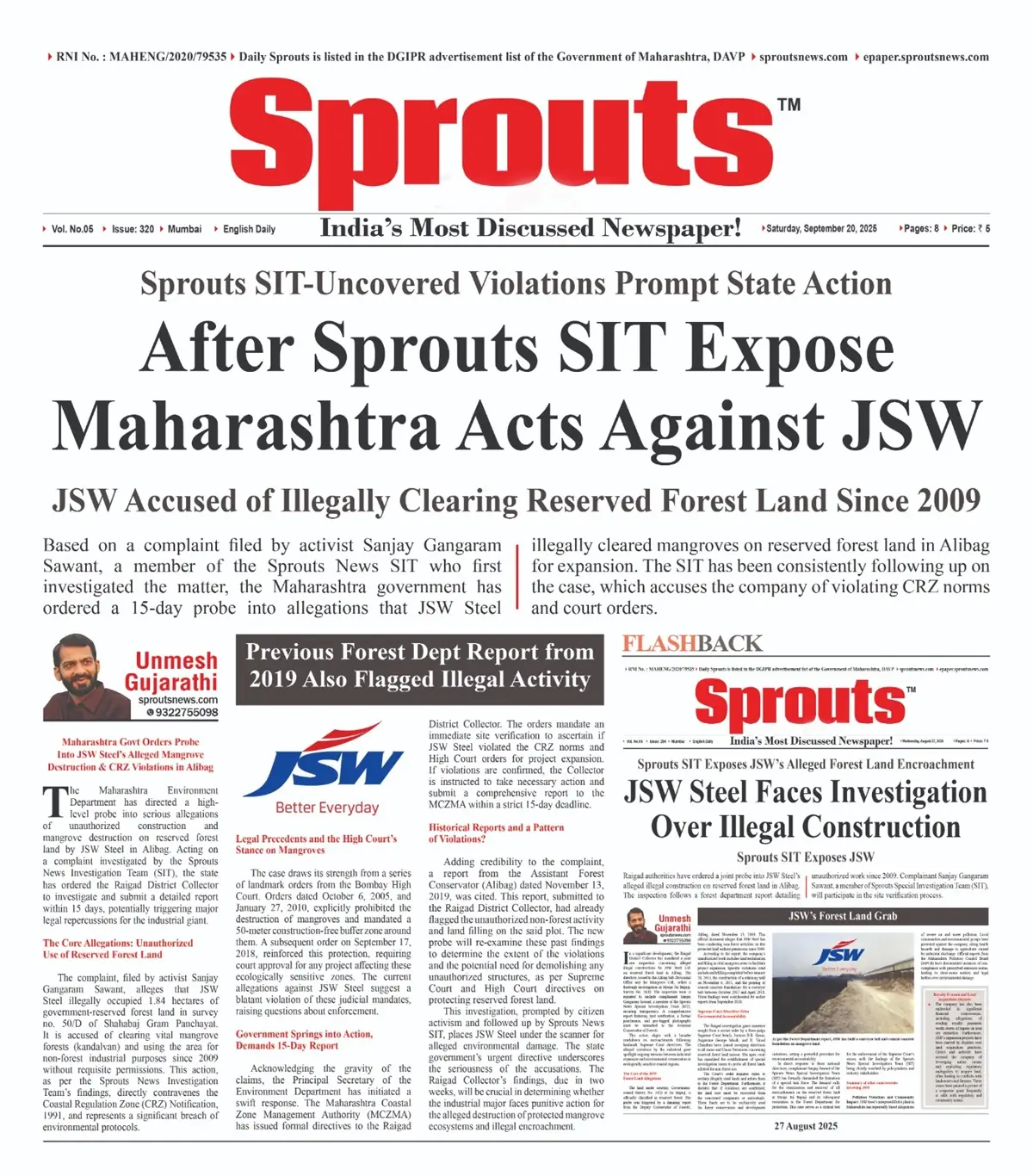 Maharashtra Govt. Orders Probe Into JSW Steel’s Alleged Mangrove Destruction.