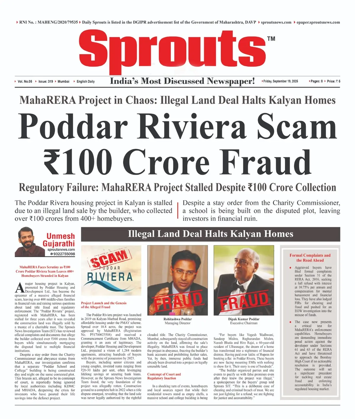 Poddar Rivera Housing Scam led ₹100 Crore Fraud in Kalyan.