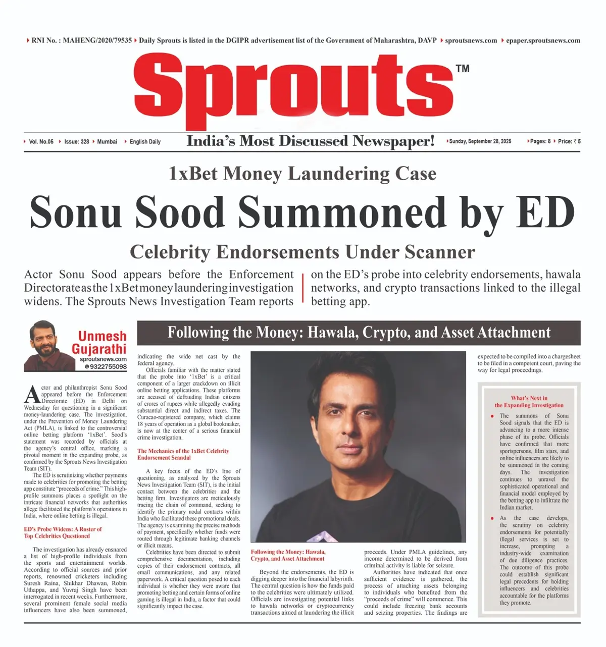 Sonu Sood Appears Before ED in 1xBet Money Laundering Case.