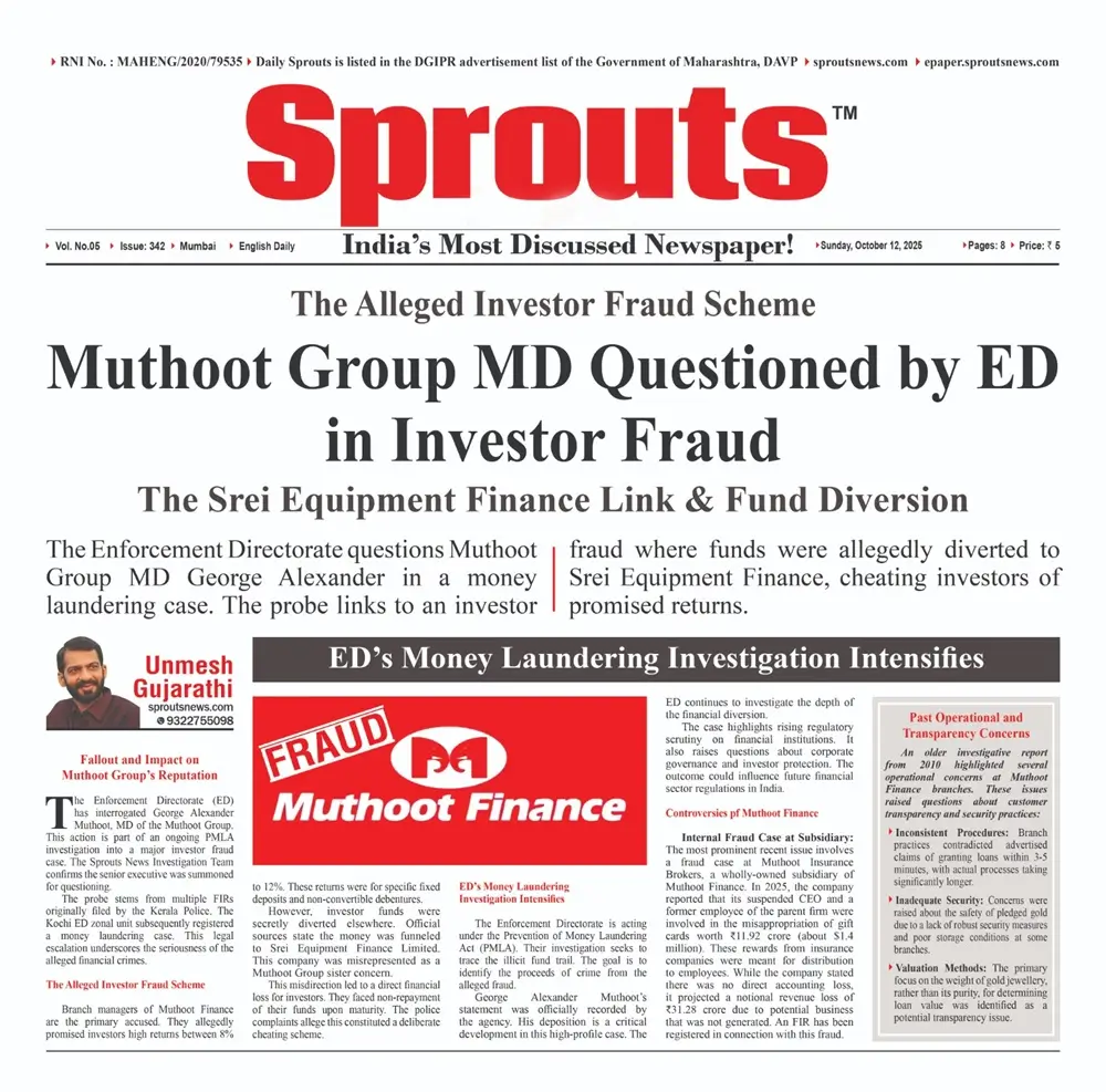 Muthoot Finance Group Faces ED Scrutiny Over Investor Fraud, Fund Diversion.
