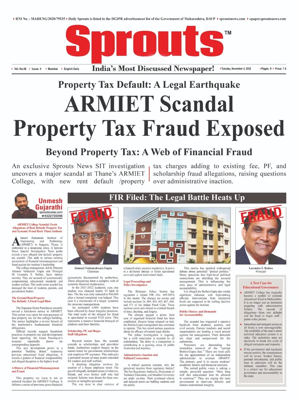 ARMIET College Under Fire for Tax Default, PF & Scholarship Fraud.