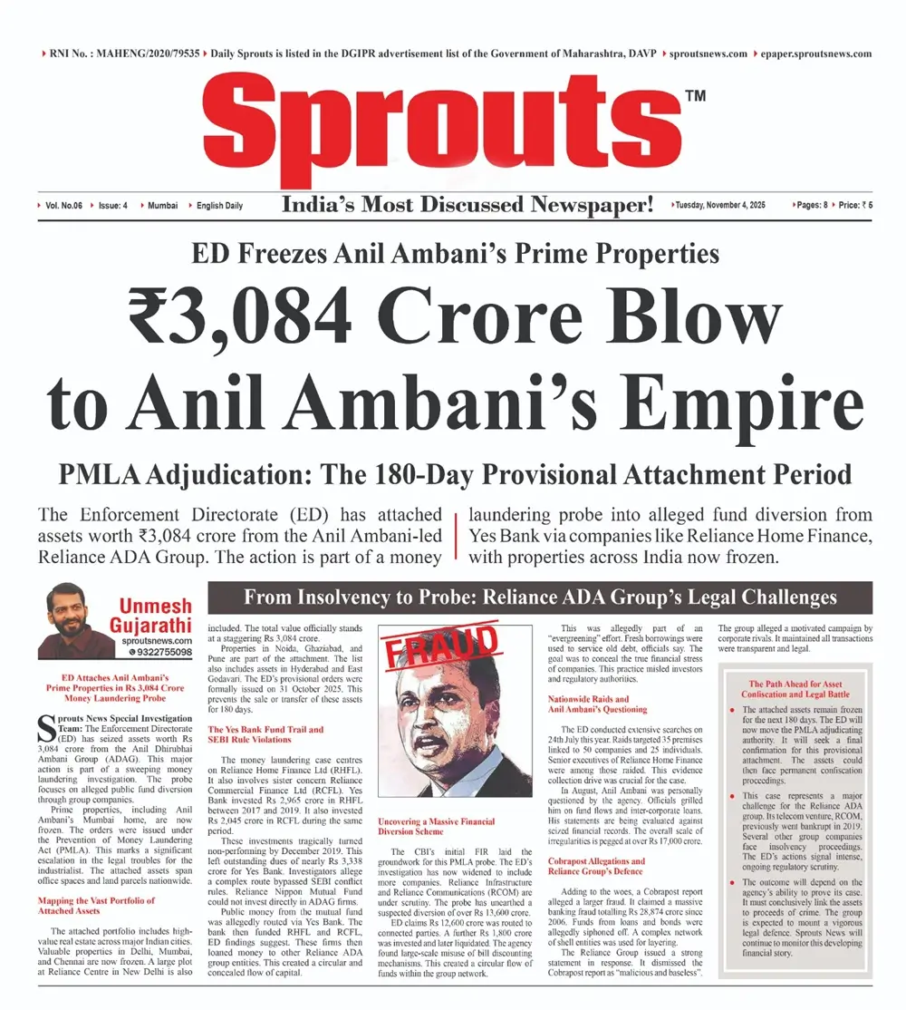 Anil Ambani’s Prime Assets Worth ₹3,084 Crore Frozen by ED.