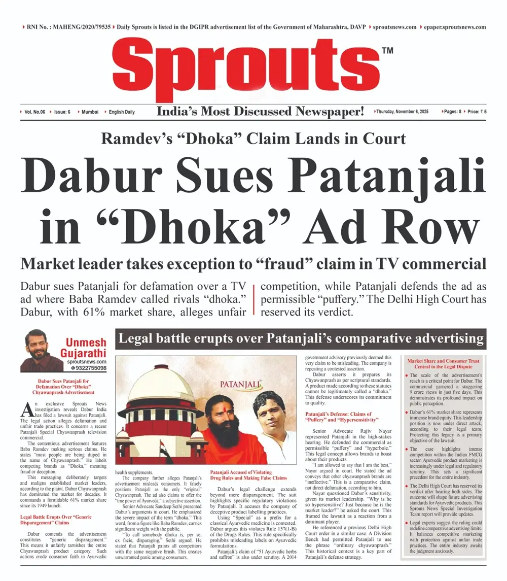 Dabur Takes Legal Action Against Patanjali Over “Dhoka” Ad Claims.