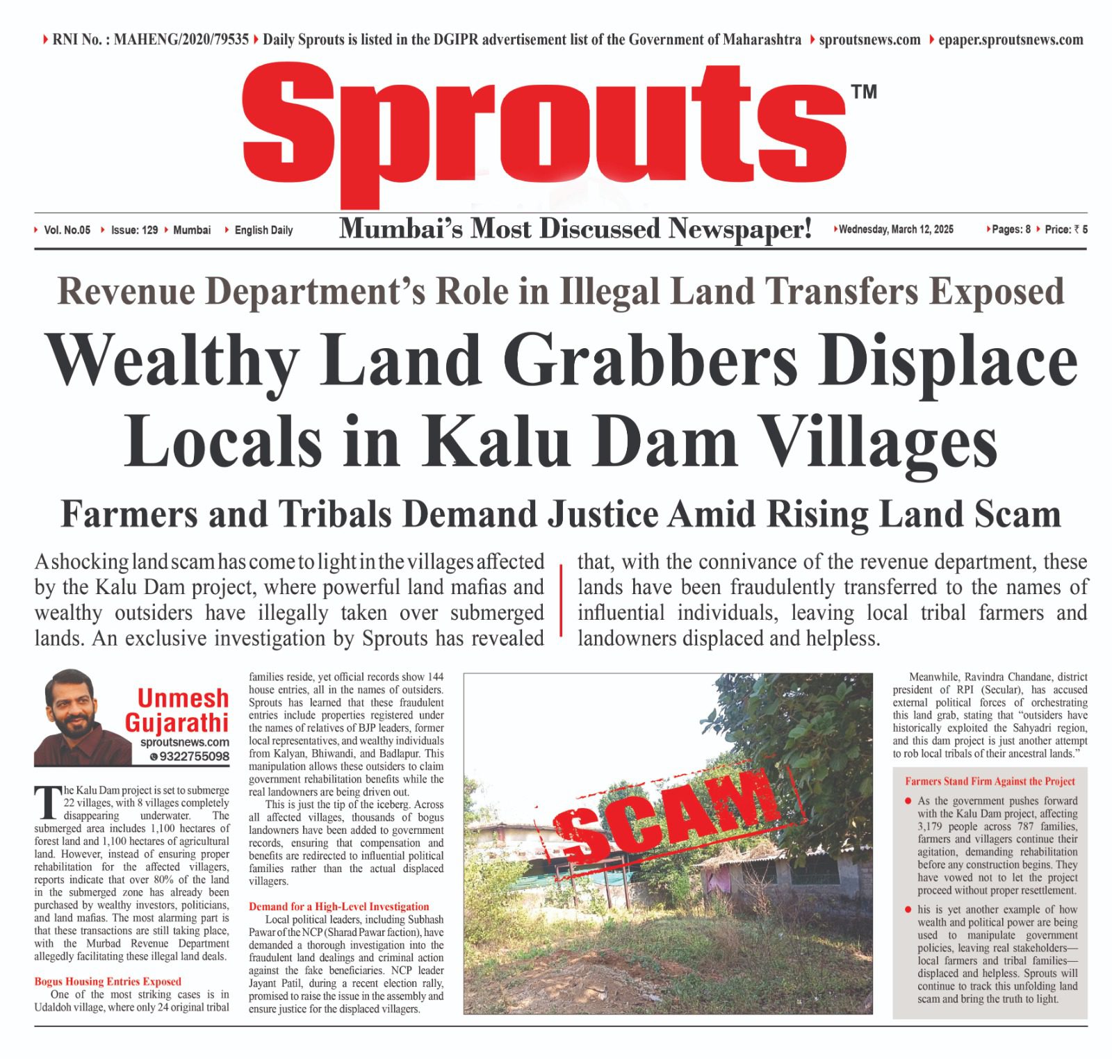 Land Grabbers Displace Locals in Kalu Dam Villages