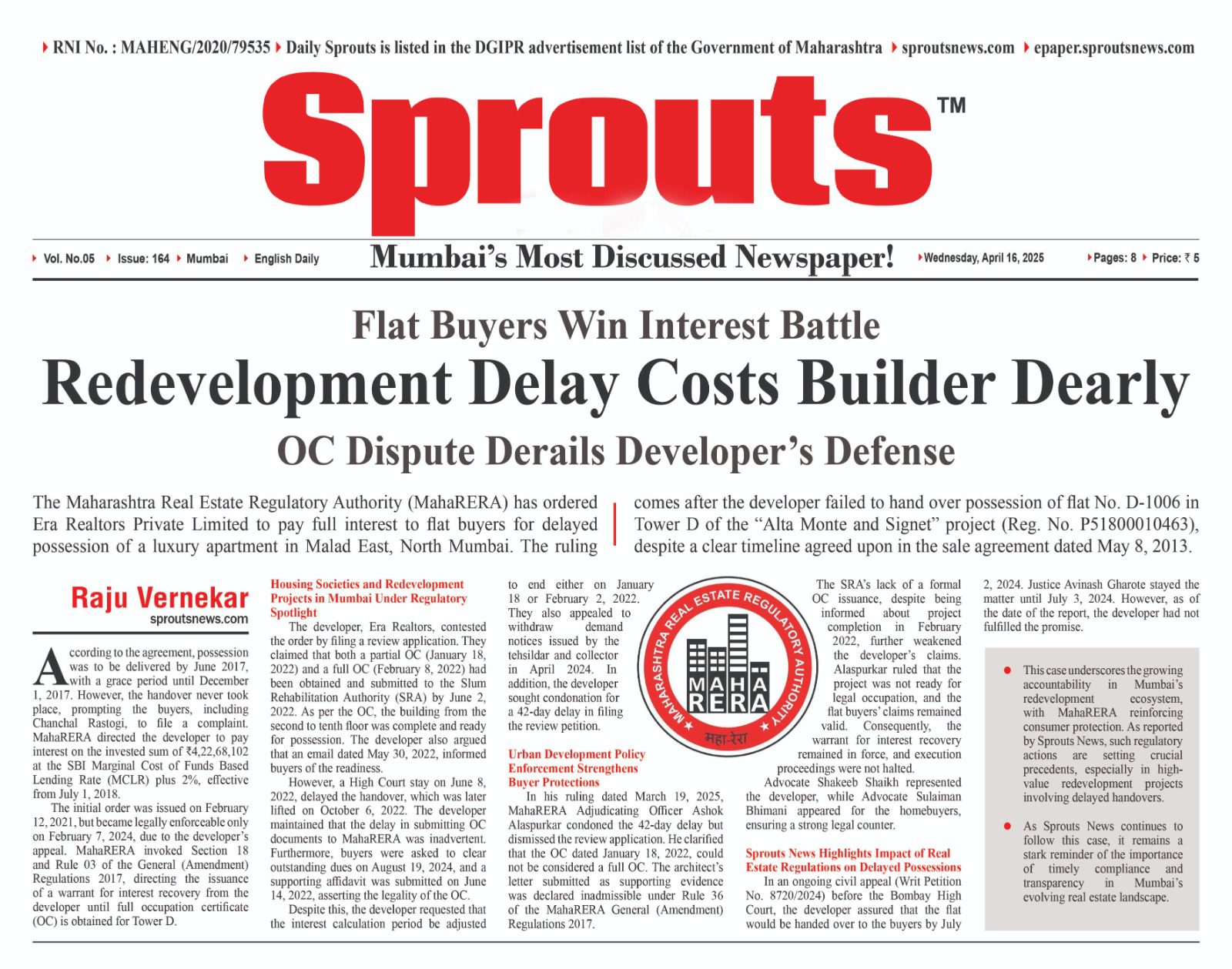 Mumbai Builder to Pay Interest for Flat Delay in Malad Project