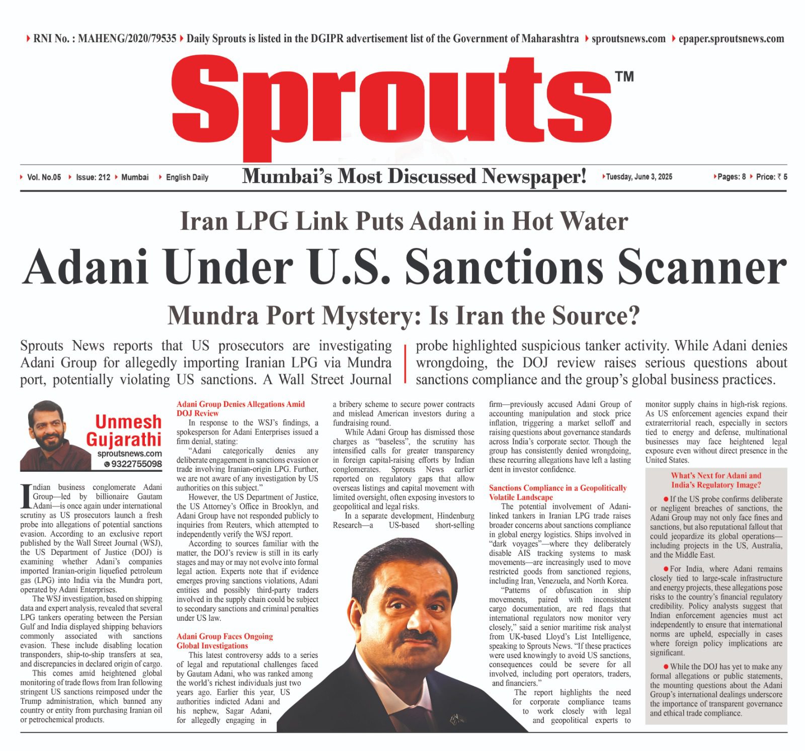 Adani Under US Sanctions Mundra Port Tied to Iran LPG Route
