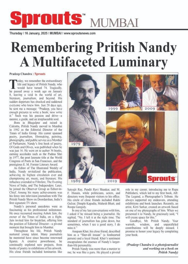 Remembering Pritish Nandy: A Multifaceted Luminary