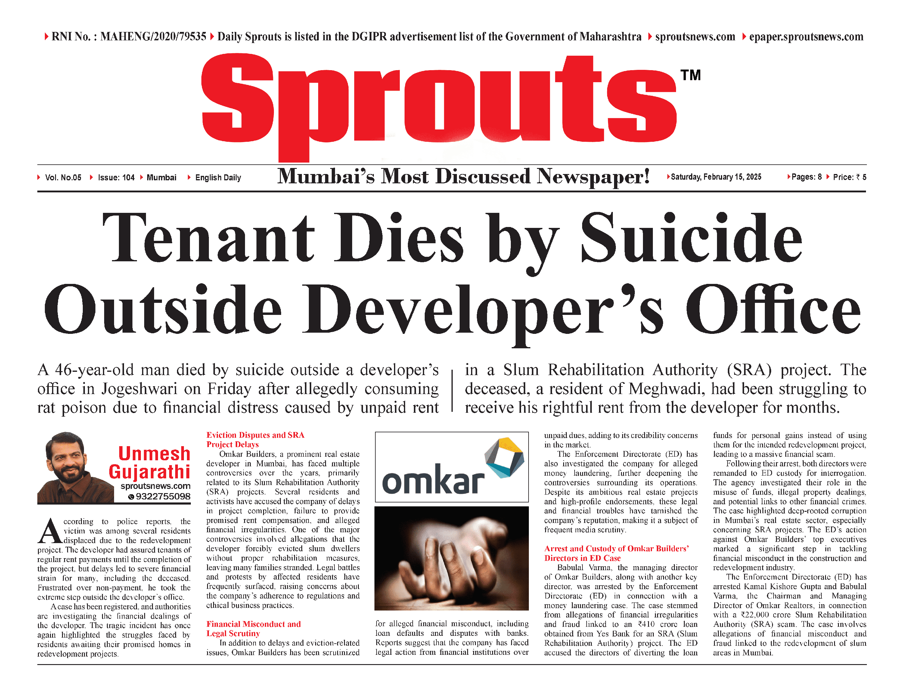 Tenant Dies by Suicide Outside Developers Office
