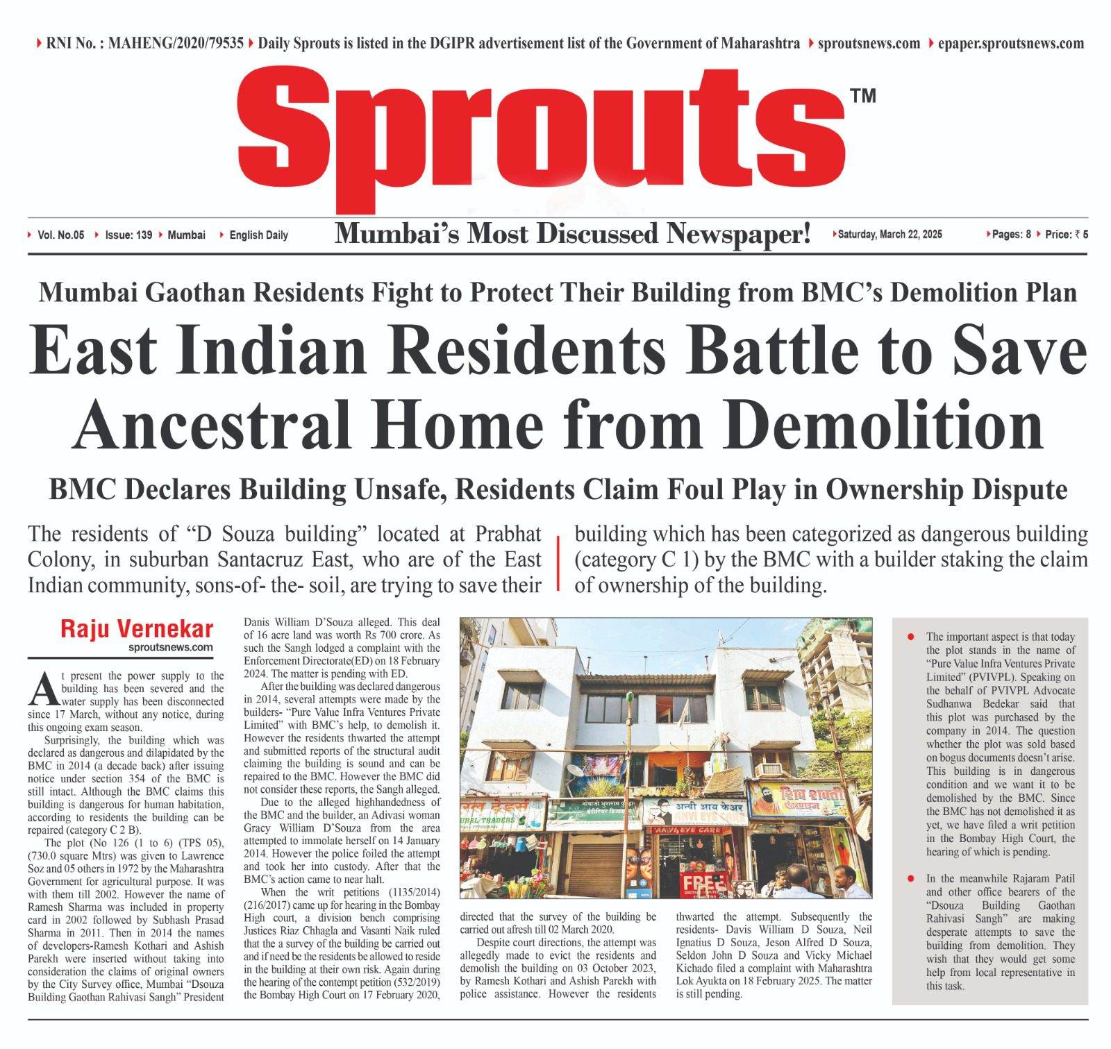 East Indian Residents trying to save their building from demolition