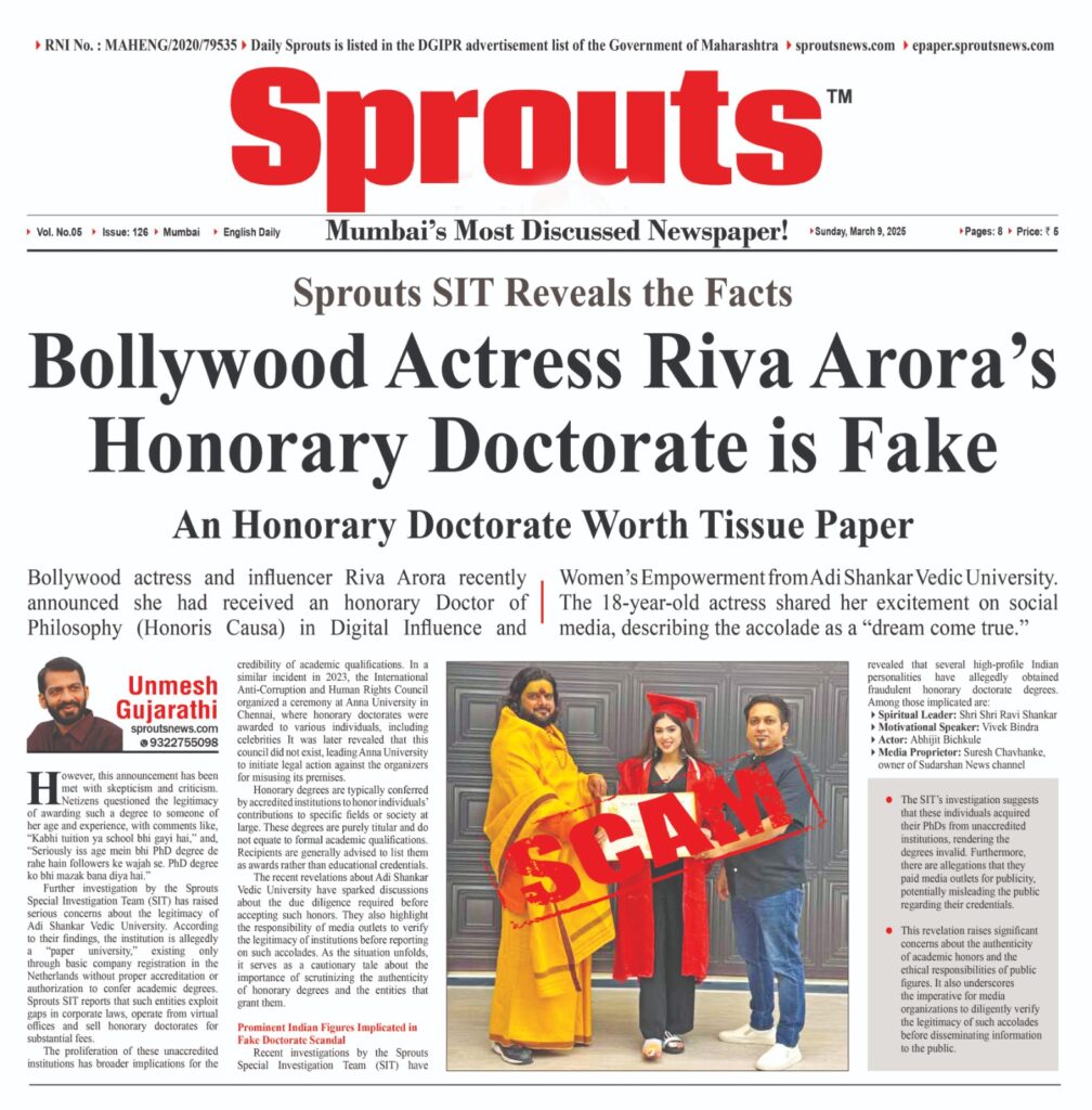 Bollywood actress Riva Aroras honorary doctorate is fake