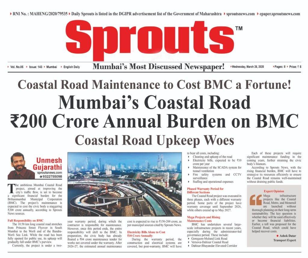 Mumbais Coastal Road Rs 200 Crore Annual Burden on BMC