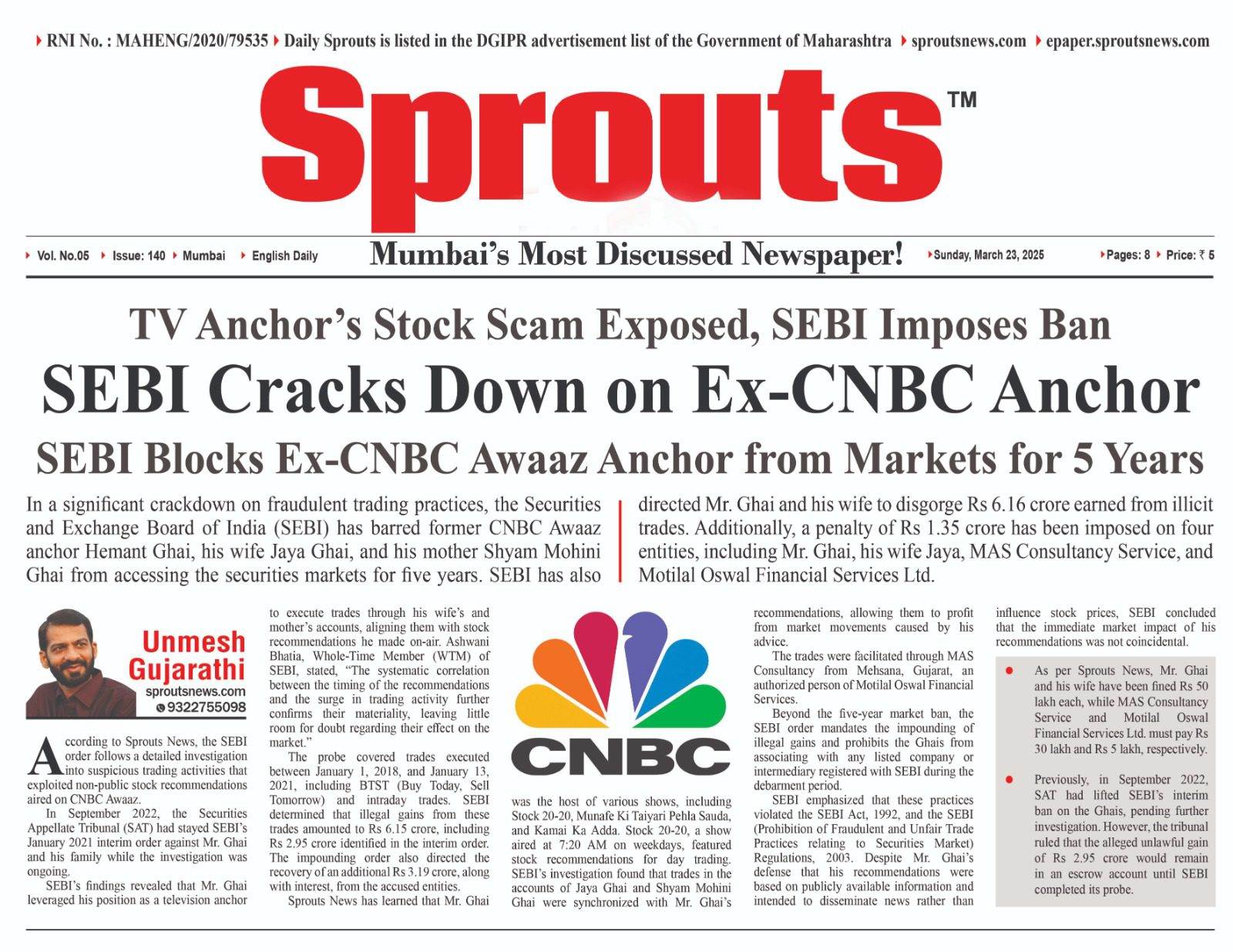 SEBI Cracks Down on Ex-CNBC Anchor