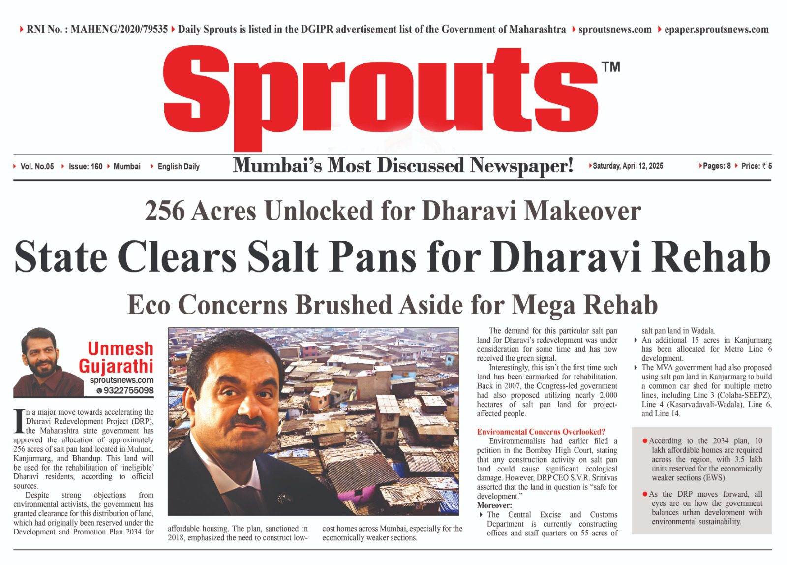 State Clears Salt Pans for Dharavi Rehab