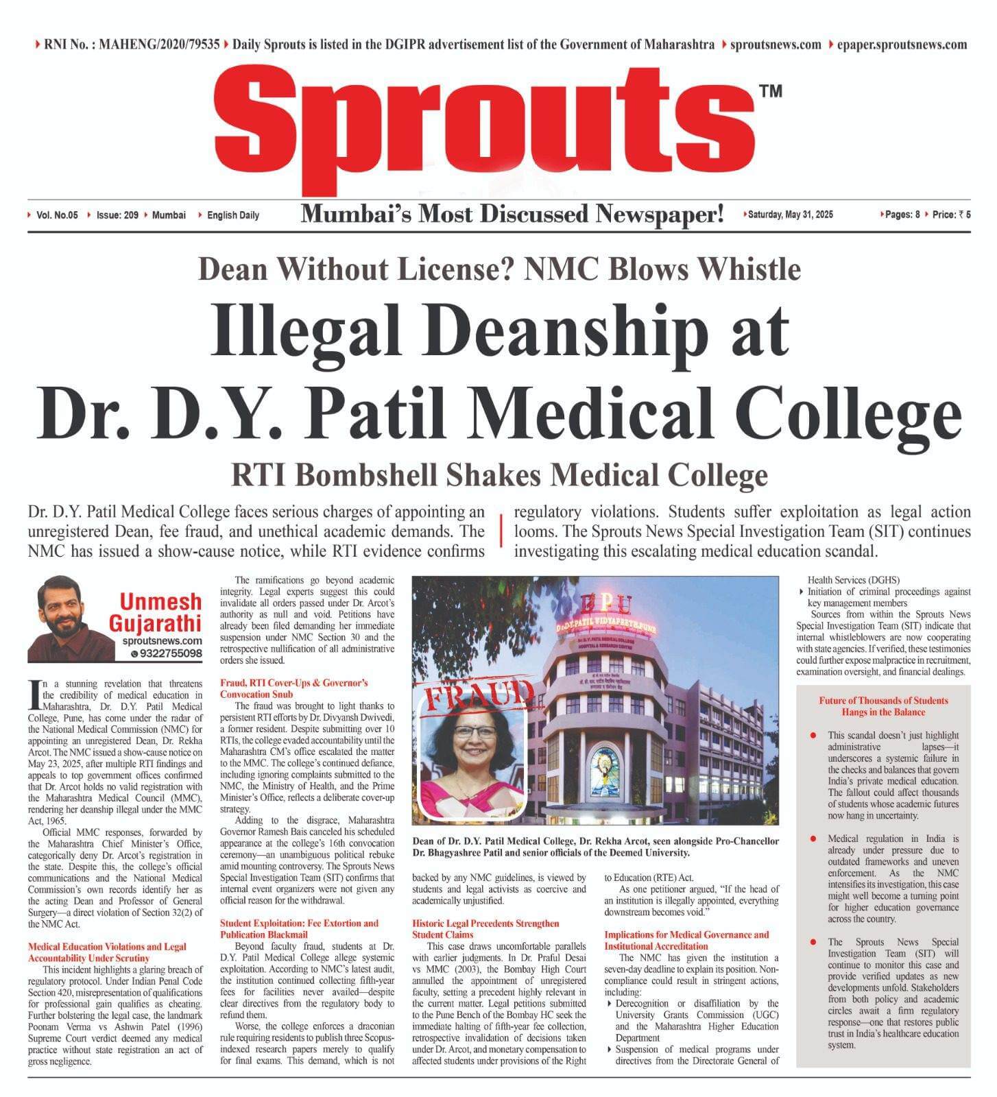 Dr DY Patil Medical College Scandal Is The Dean Appointment Illegal