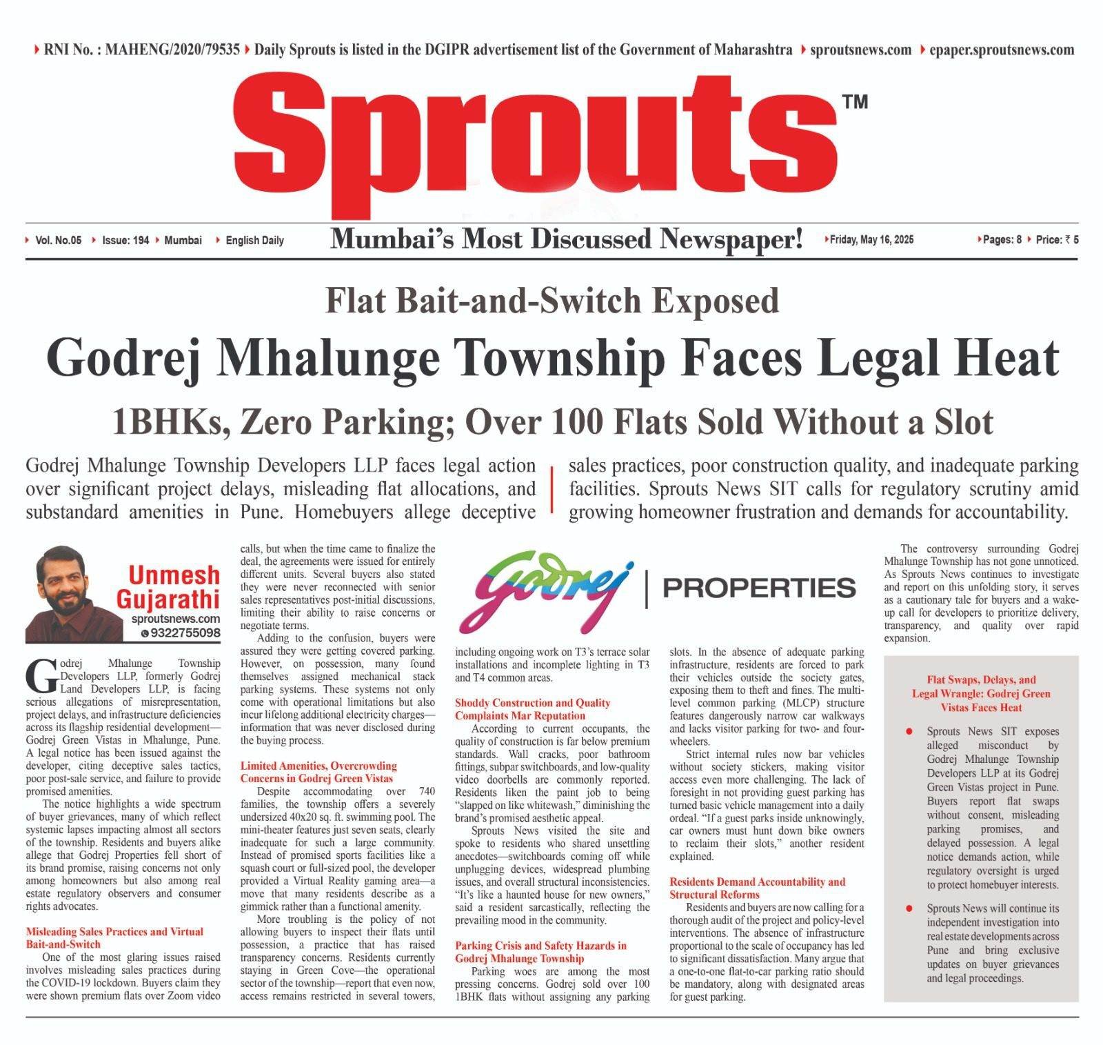 Godrej Mhalunge Township flat scam