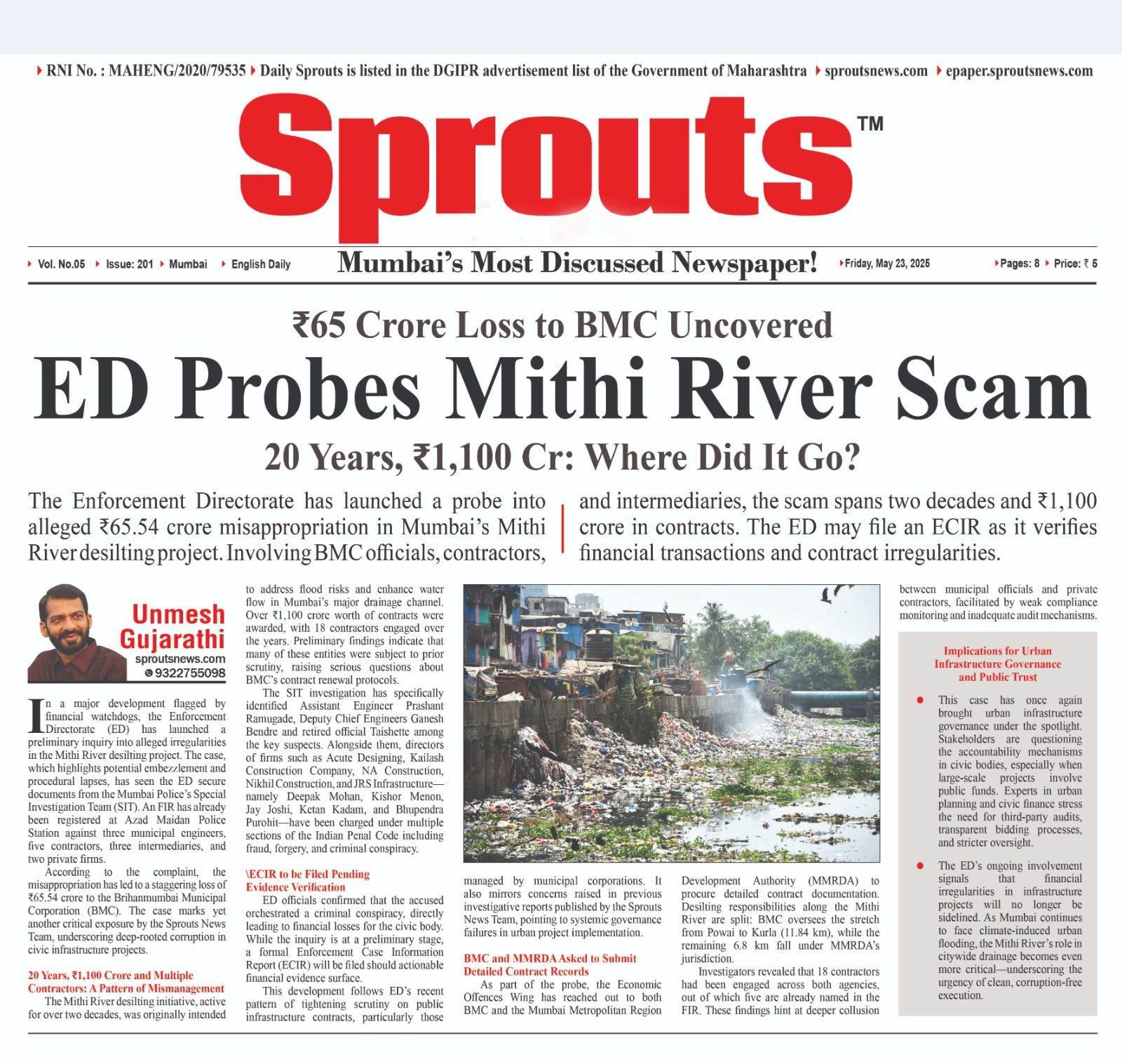 Mithi River Scam ED Probes ₹1100 Cr Desilting Fraud