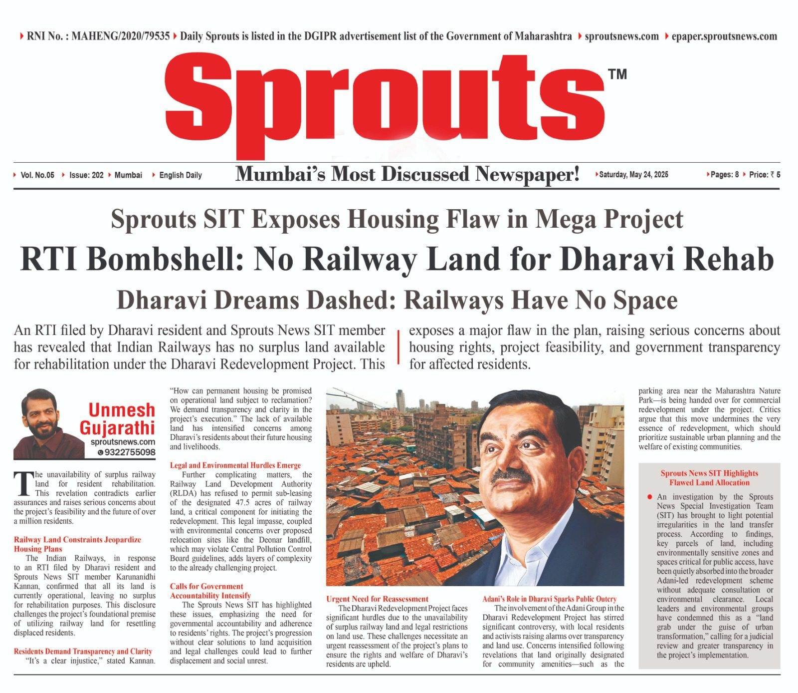 No Railway Land for Dharavi Rehab