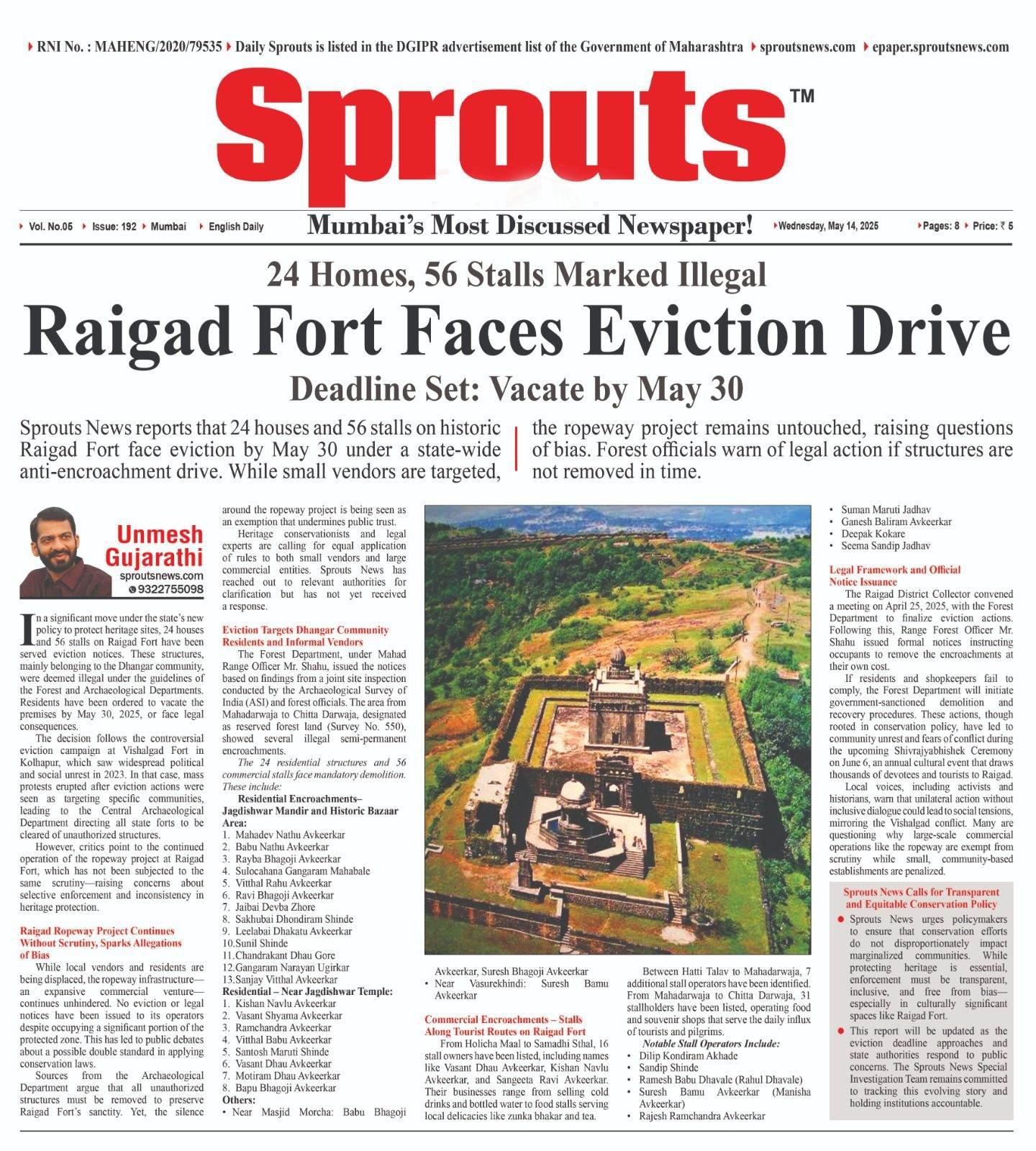 Raigad Fort Evictions