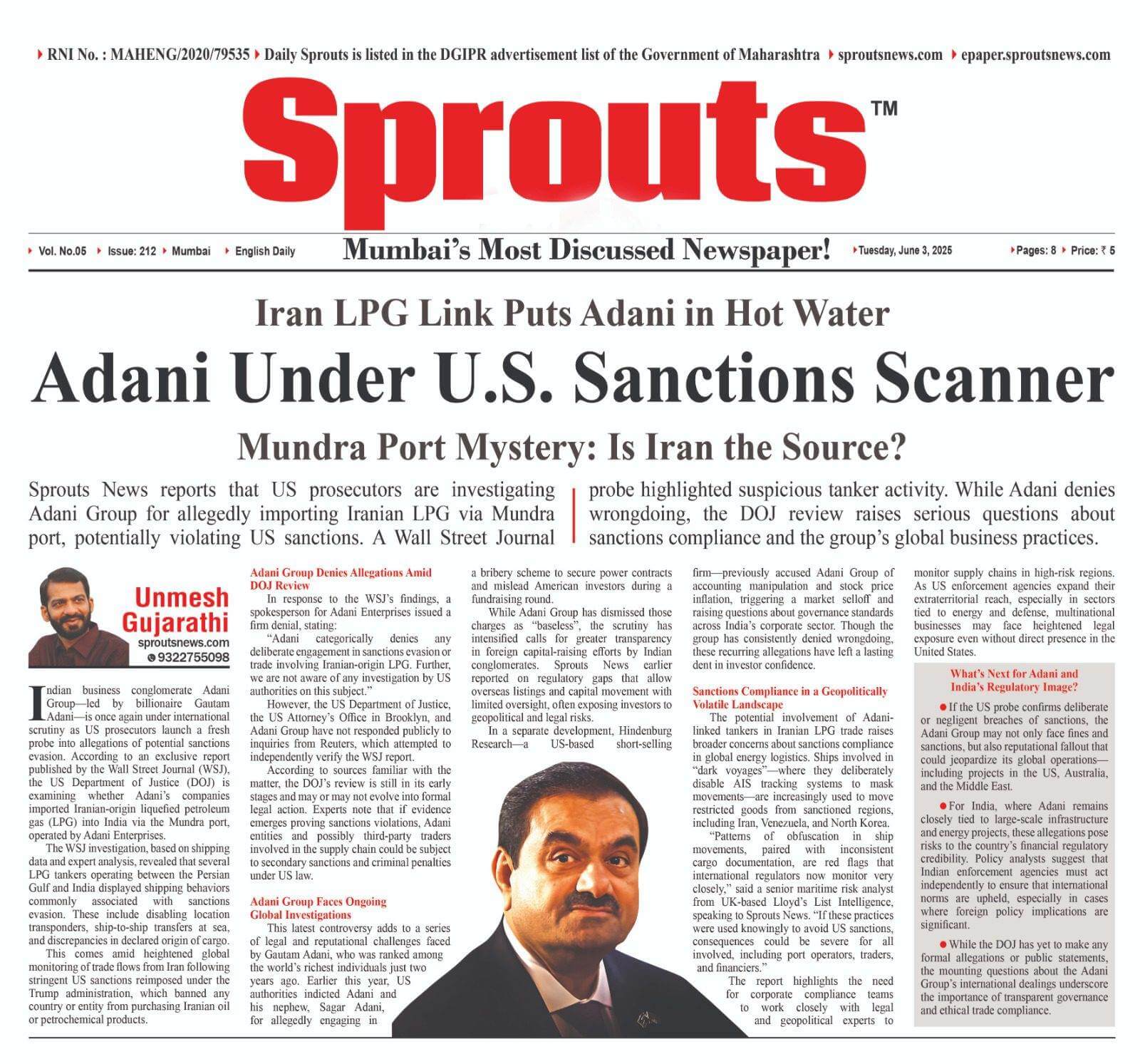 Adani Under US Sanctions Mundra Port Tied to Iran LPG Route