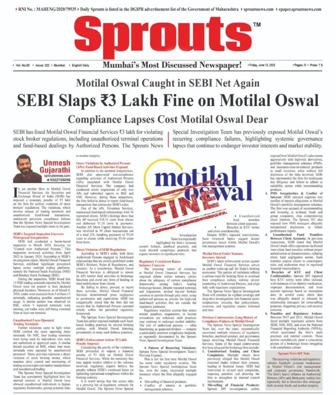 Motilal Oswal Penalized ₹3 Lakh by SEBI for Regulatory Non-Compliance