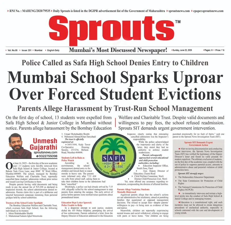 Mumbai Safa High School Sparks Uproar Over Forced Student Evictions