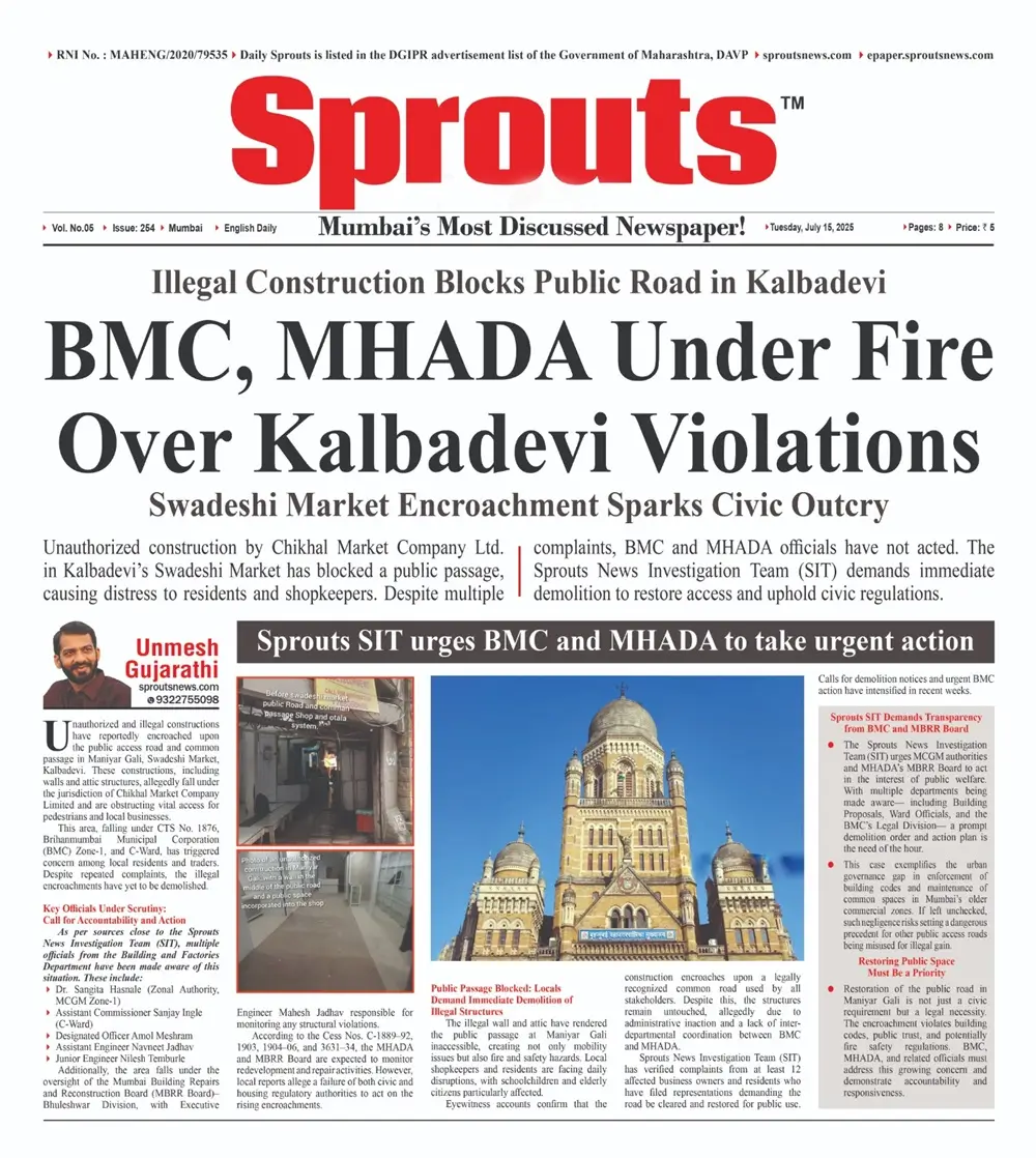 Kalbadevi Violations BMC & MHADA Under Fire Over Illegal Encroachment.Kalbadevi Violations BMC & MHADA Under Fire Over Illegal Encroachment.