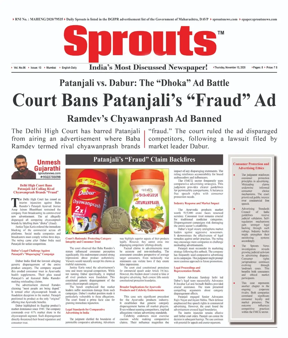 Delhi HC Bans Patanjali Ayurved “Fraud” Chyawanprash Ad.